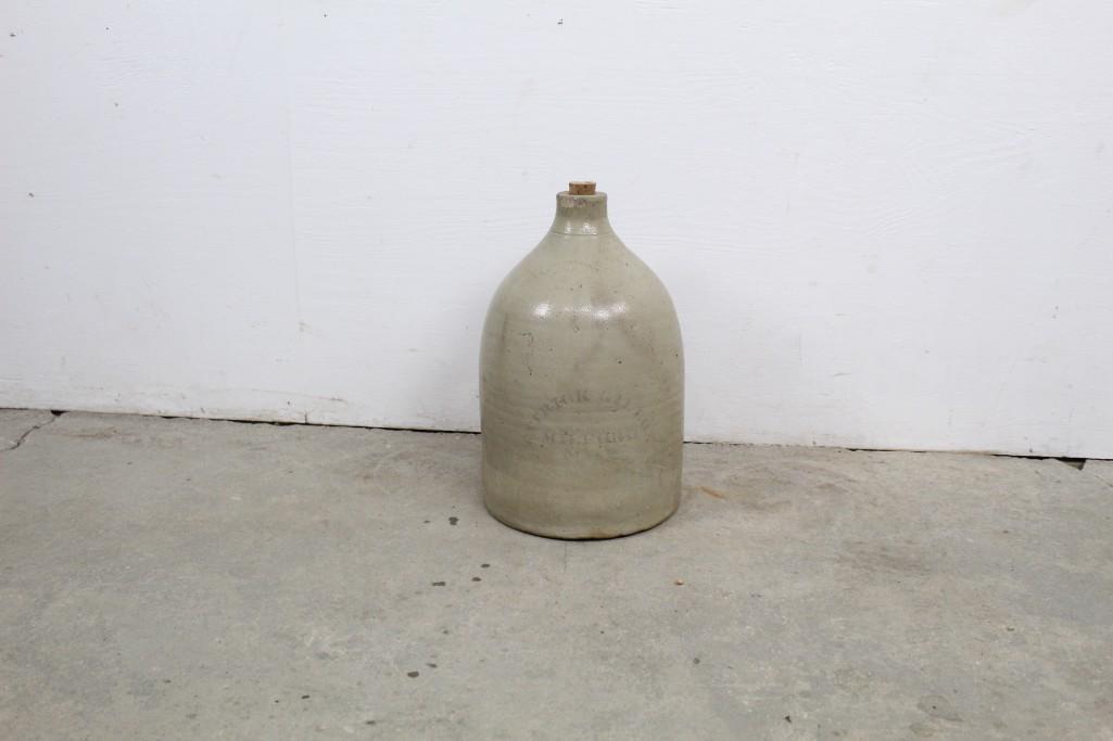 F.T.Wright & Son Antique Stoneware Jug,Milford,Mass (1 of 6)