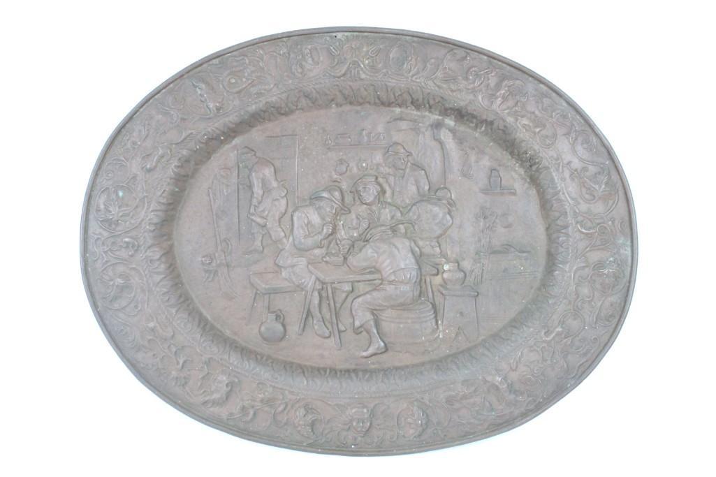 Large Brass Relief Plaque of Men at Pub,Beer Hall (1 of 6)