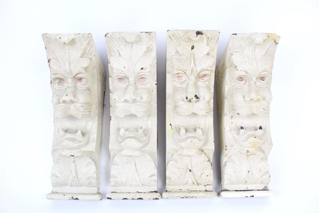 4 White Painted Wooden Gargoyle Carved Corbels,Shelf (1 of 10)