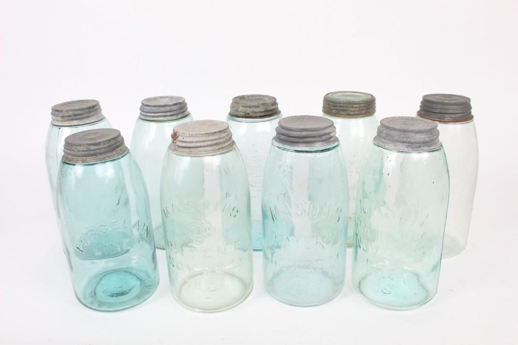 Lot of 9 Large Antique Mason Jars,Nov 30, 1858 (1 of 10)