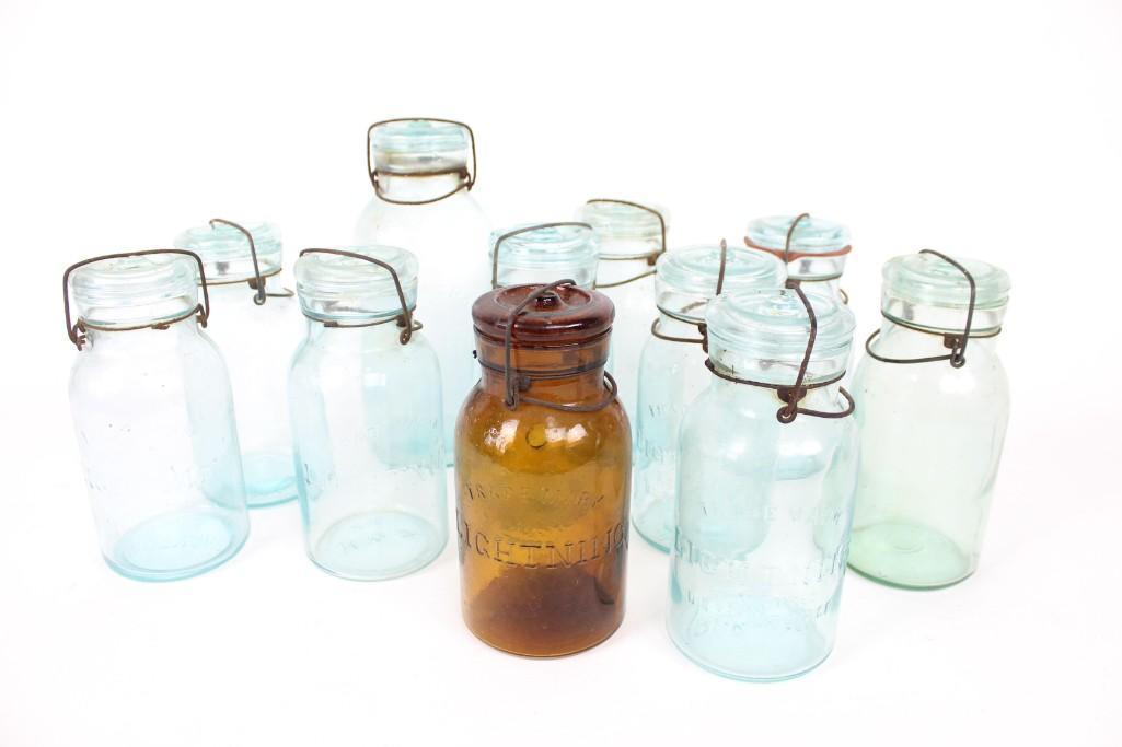 A Real Collection of 11 Lightning Fruit Canning Jars (1 of 10)
