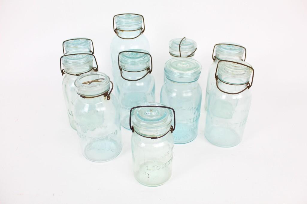 A Real Collection of 10 Glass Fruit Jars,Erie Lightning (1 of 10)