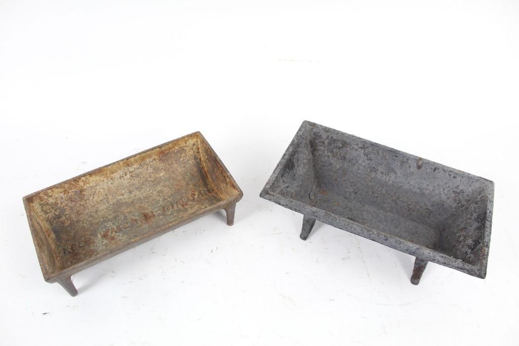 2 Small 19thC Cast Iron Feeding Trough Pans, Gate Mark (1 of 9)