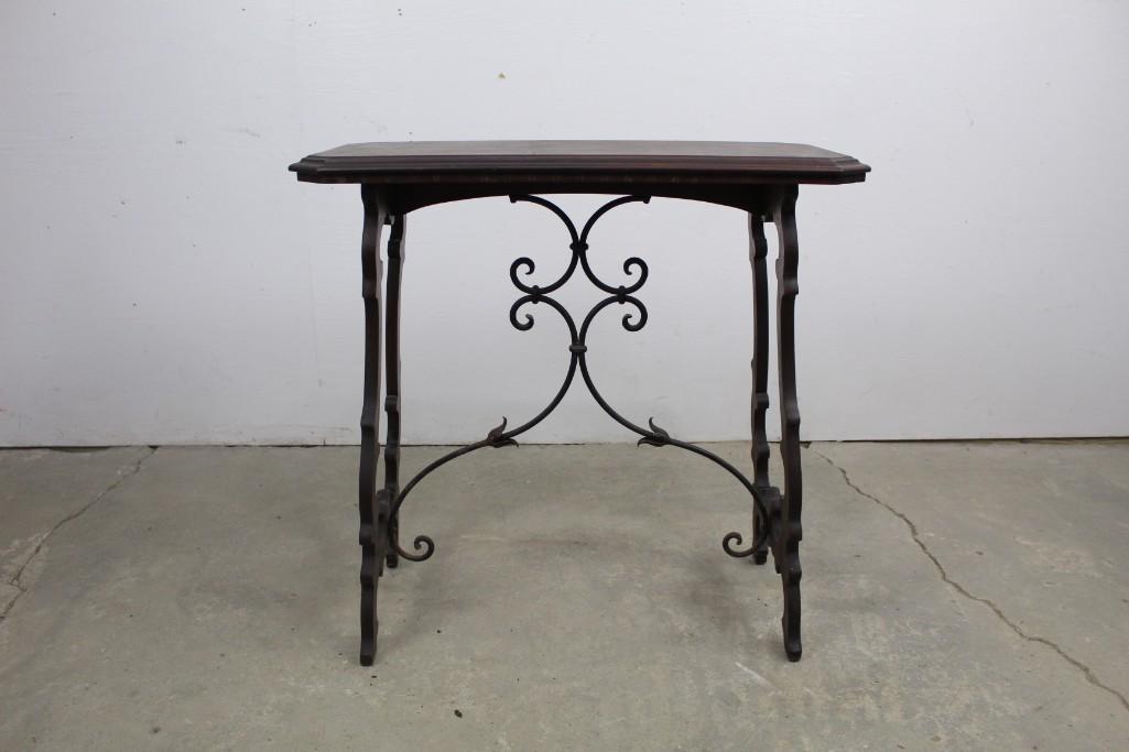 Spanish Revival Wrought Iron and Wood Side Table (1 of 8)