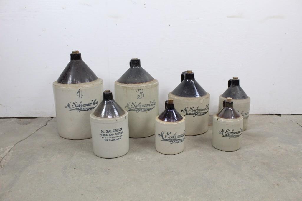 M. Salzman Co Stoneware Jugs, Descending, Set of 7 (1 of 5)