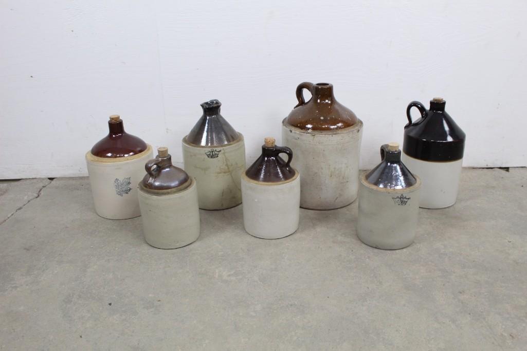 Set of 7 Mixed Sizes Stoneware Jugs (1 of 5)