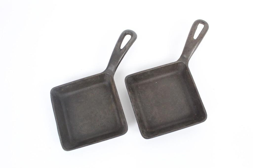 Pair Of Griswold Square Cast Iron Egg Skillets