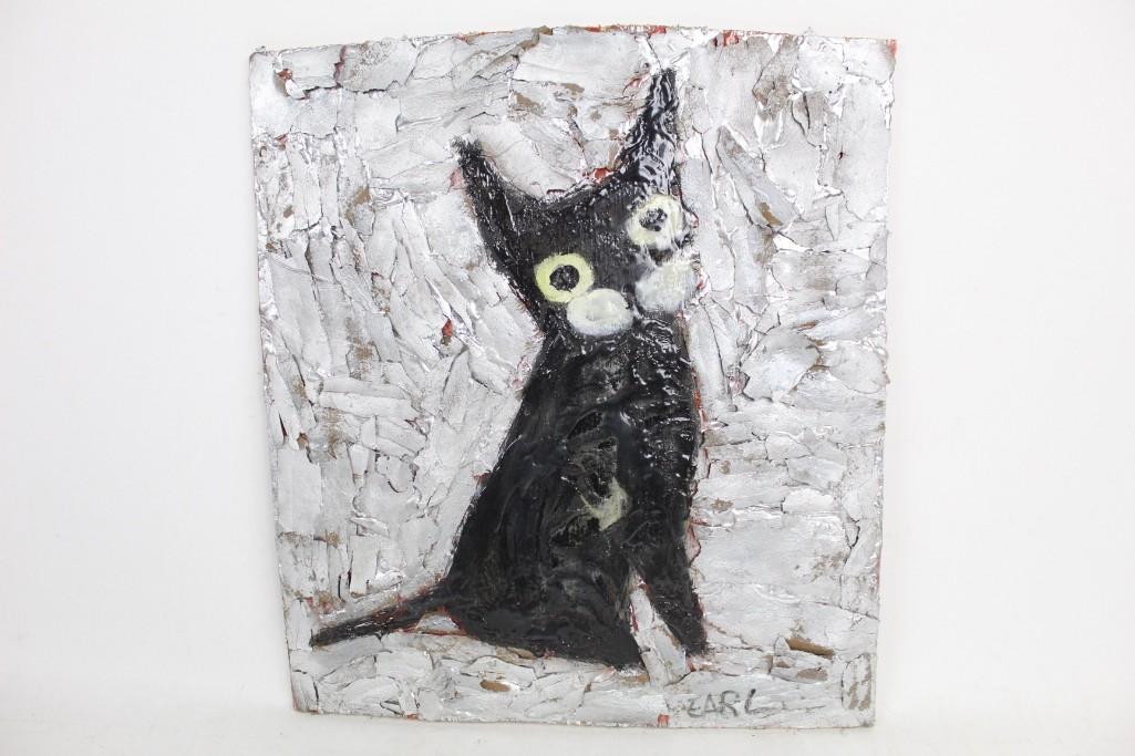 Earl Swanigan Outsider Art Painting of Black Cat,Hudson (1 of 7)