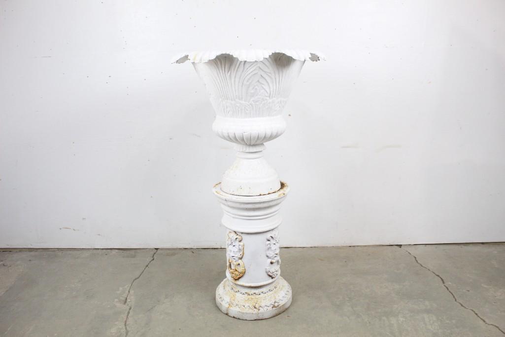 Antique Cast Iron Jardiniere Planter Urn & Pedestal (1 of 8)