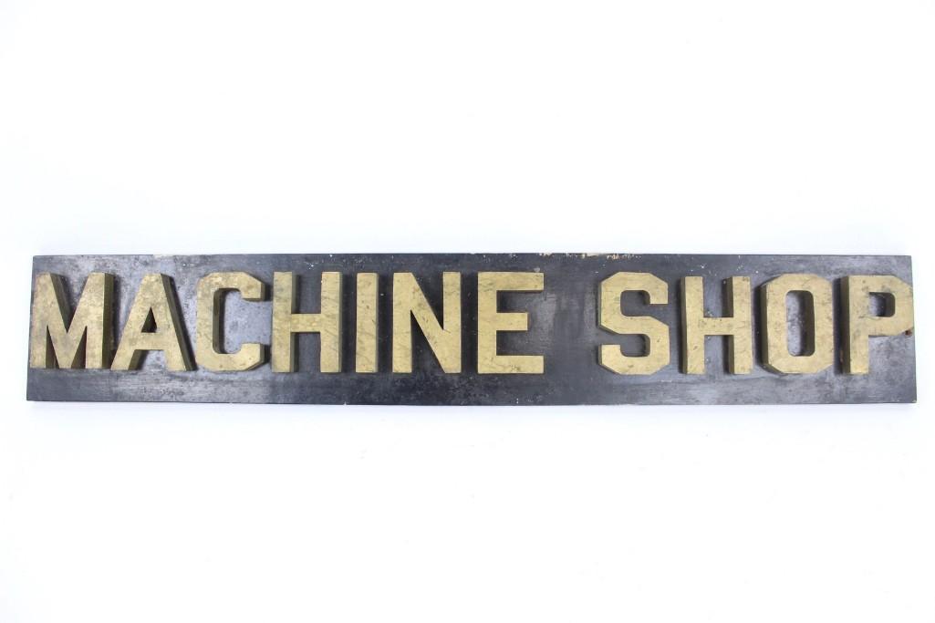 Antique Wood Cutout Letter Industrial Machine Shop Sign (1 of 6)