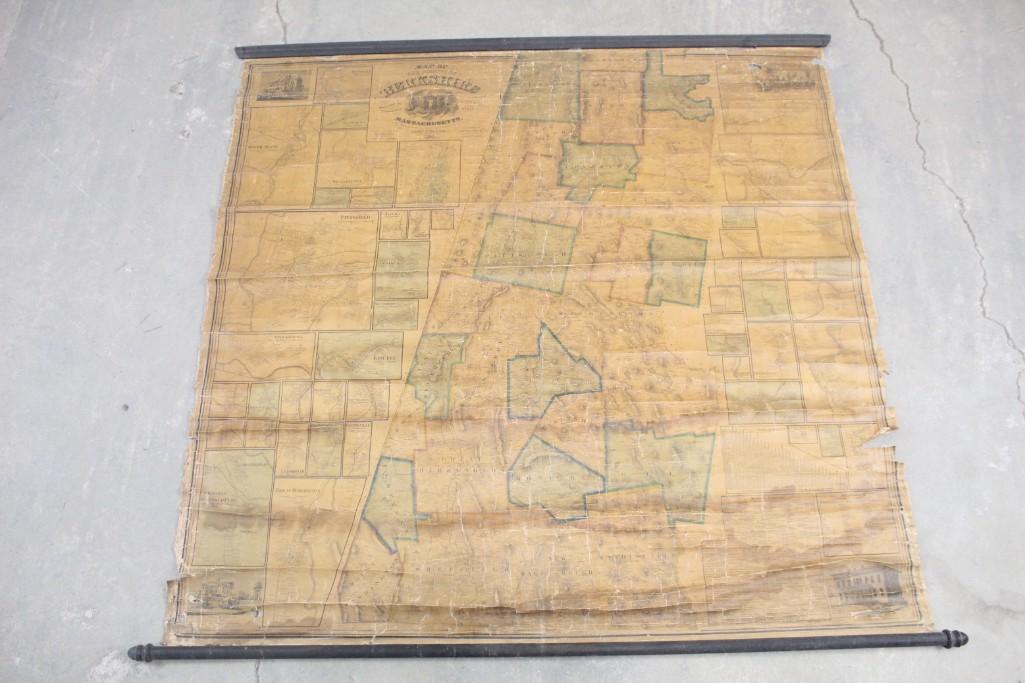 Antique 1858 Wall Map Berkshire County,MA Massachusetts (1 of 6)