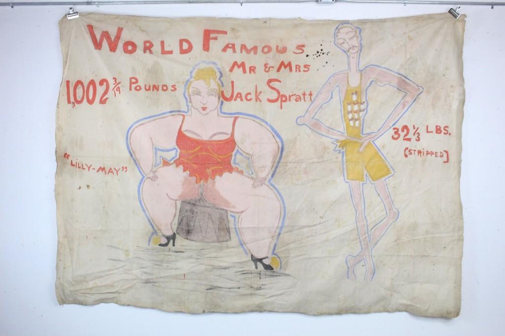 Huge Vintage Folk Art Painted Circus Sideshow Banner (1 of 10)