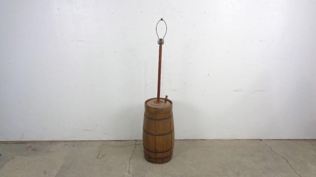 Antique Primitive Wooden Butter Churn Floor Lamp (1 of 5)