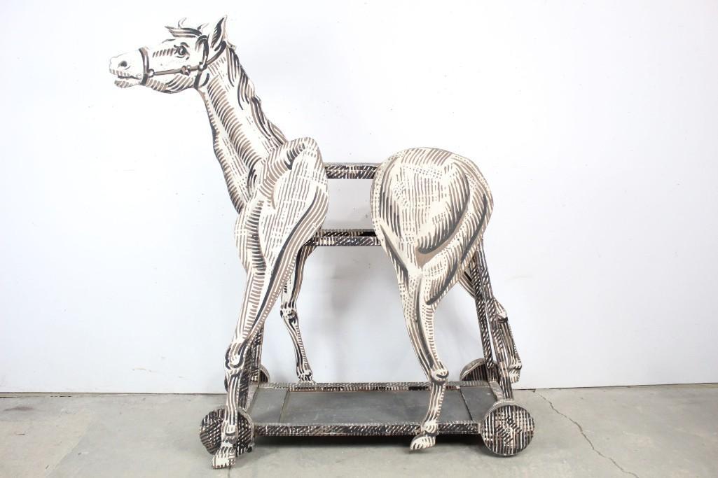 Lifesize Wooden Horse on Wheels Carnival Fair,Folk Art (1 of 12)
