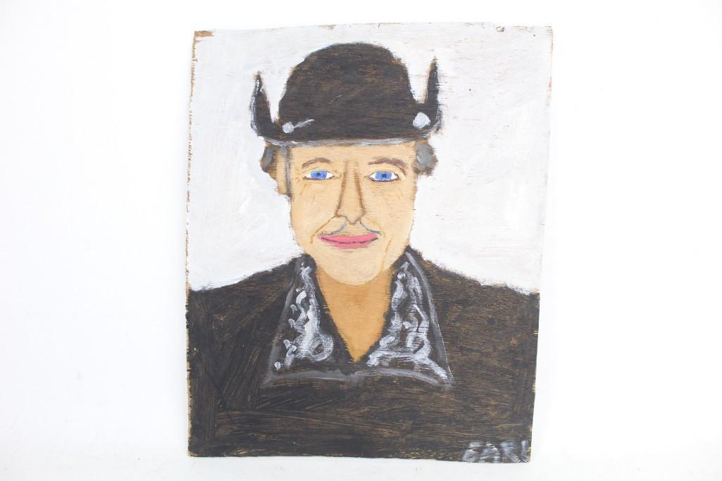 Earl Swanigan Outsider Art Painting of Bob Dylan,Folk (1 of 5)