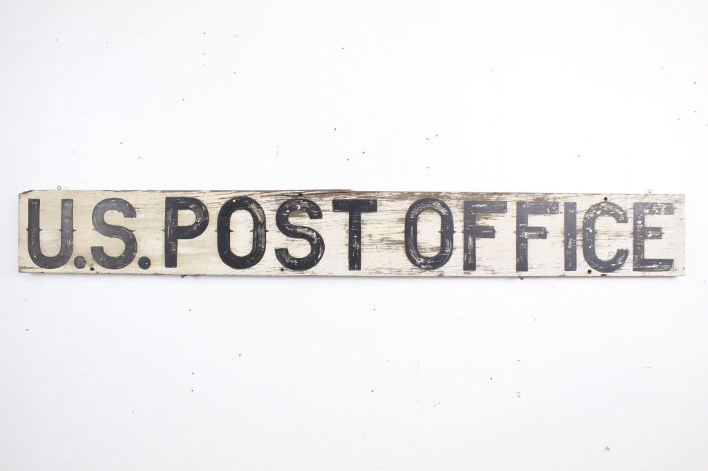 Antique Painted Wooden Hanging "U.S. Post Office" Sign (1 of 6)