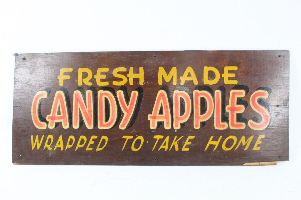 Wood Painted "Candy Apples" Sign,Amusement Park,1of2 (1 of 5)