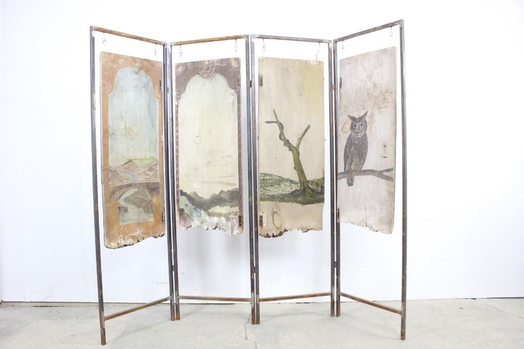 Folk Art Wood Painted Panels,Owl & Woods,Custom Stand (1 of 10)