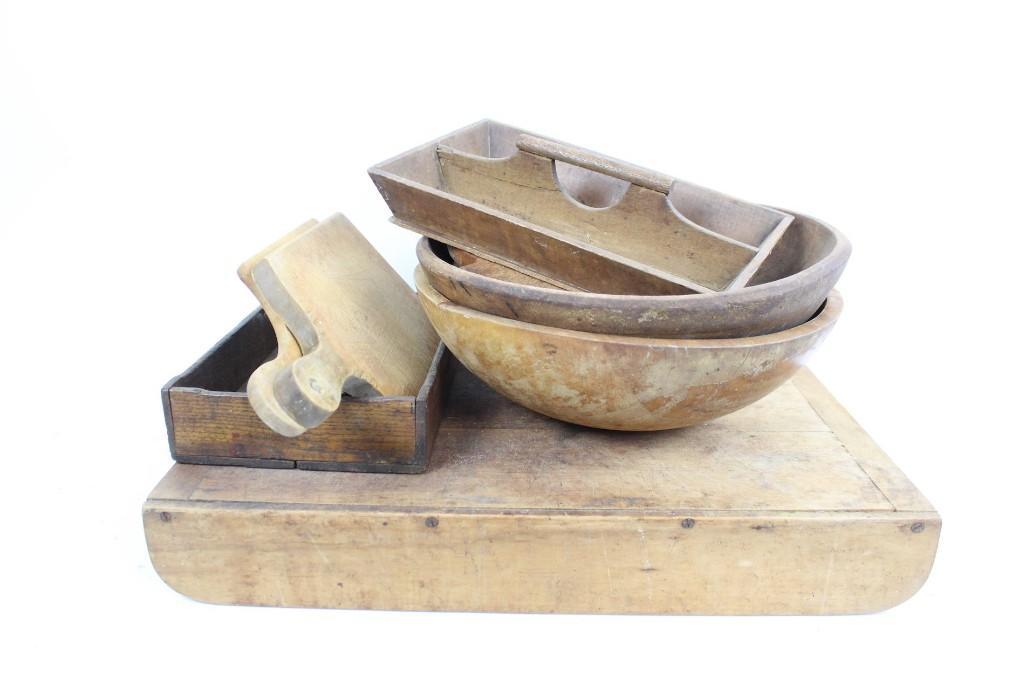 Lot of Wooden Kitchenware Trivets, Trays, Bowls, Boards (1 of 10)