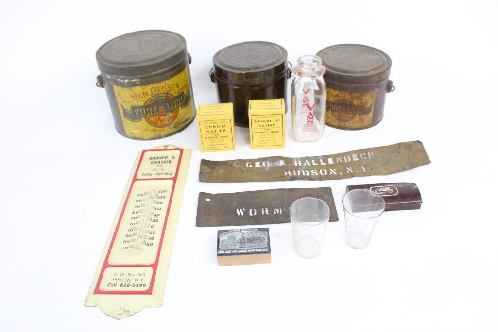 Hudson NY, Lot: Thermometer,Stencil,Antique Shot Glass (1 of 8)
