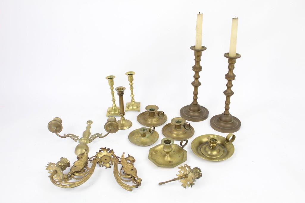 Lot of Mixed Brass Candle Stands and Holders (1 of 7)