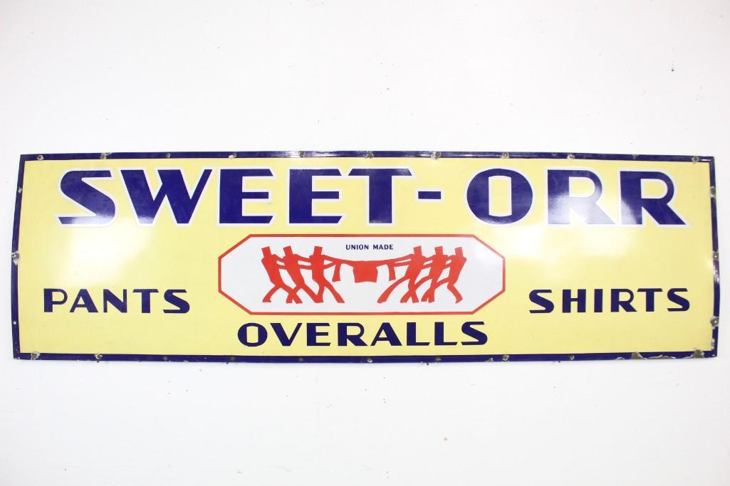 Vintage 8-ft Sweet-Orr Clothing,Overalls Porcelain Sign (1 of 6)