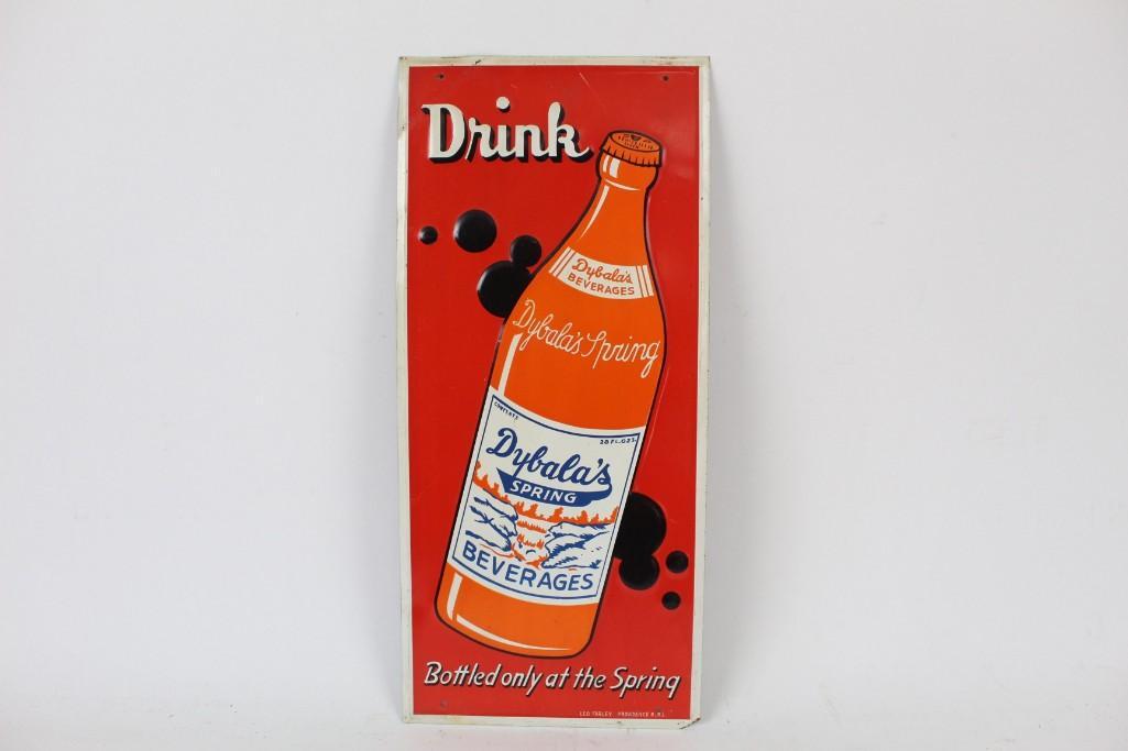 Antique Tin Beverage Sign Advertising "Dybala's Spring" (1 of 6)