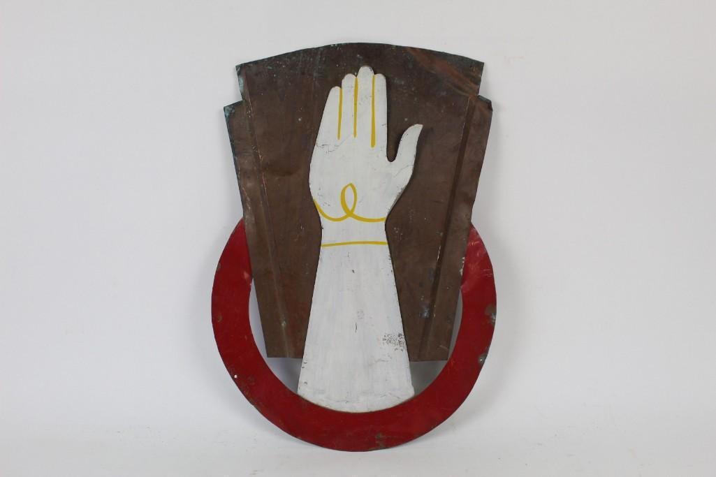 Antique Metal Folk Art Fraternal Hand Sign,Elks (1 of 6)