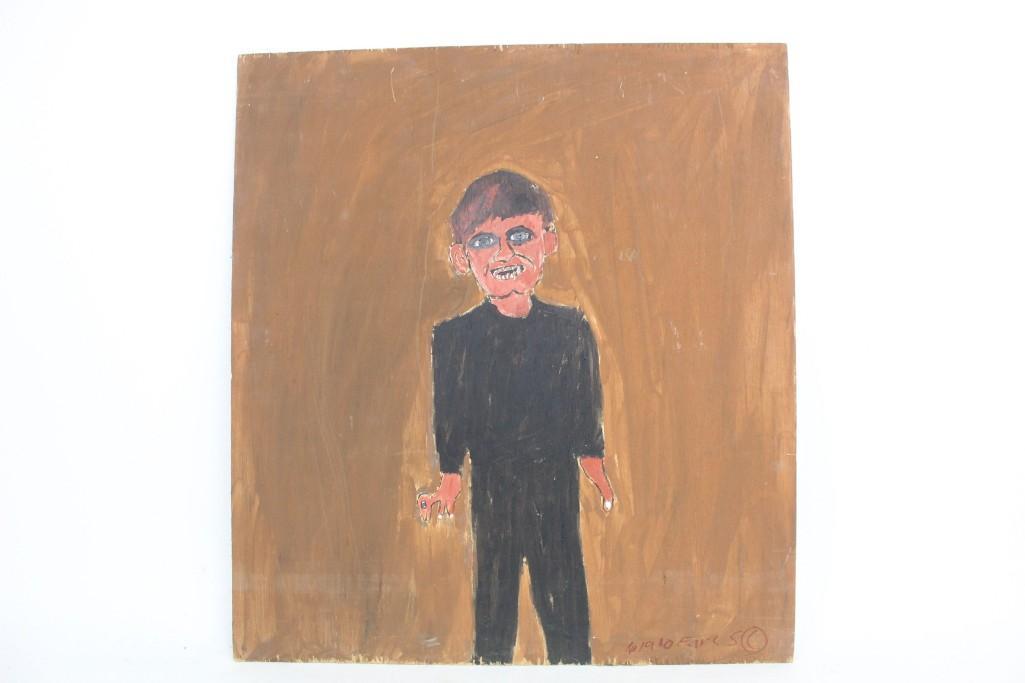 Earl Swanigan Outsider Art Painting of Grinning Man (1 of 7)