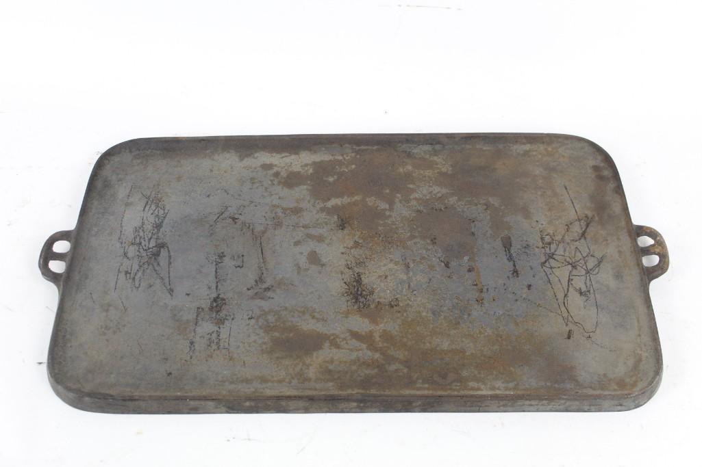 Antique Large Cast Iron Flat Griddle with Handles (1 of 7)