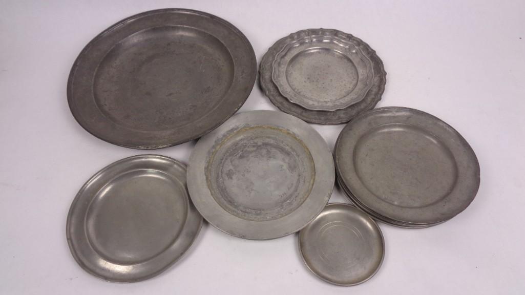 Lot of 11 Antique 19th Cent. Pewter Plates,Hallmarked (1 of 8)