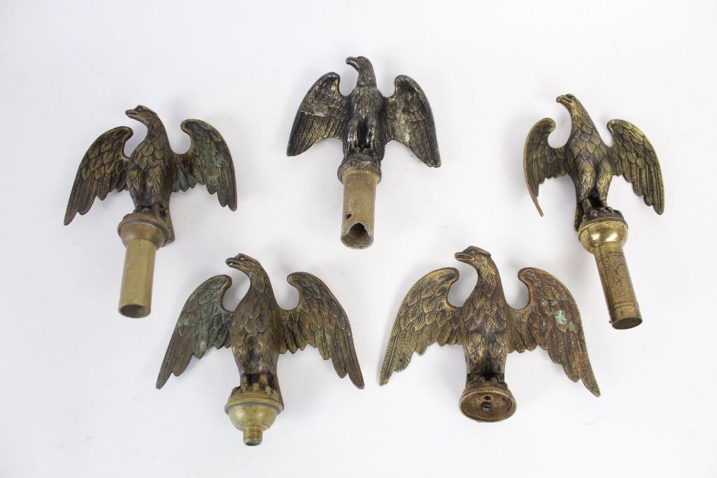 Lot of 5 Brass Eagle Flag Topper Finials (1 of 9)