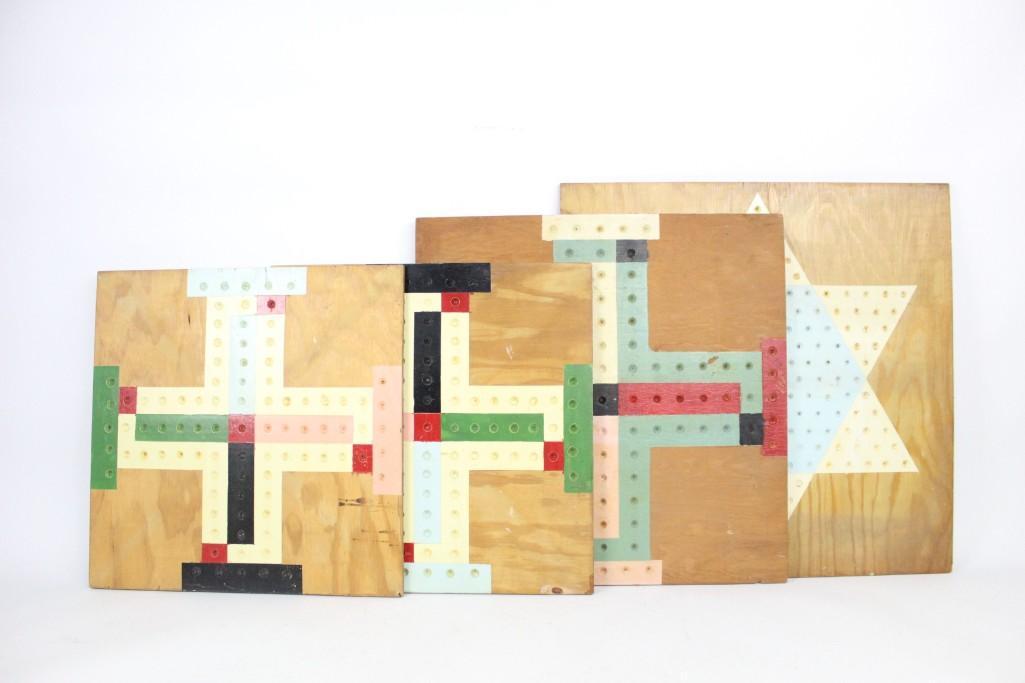 Set of 4 Plywood Chinese Checkers Etc. Gameboards (1 of 10)