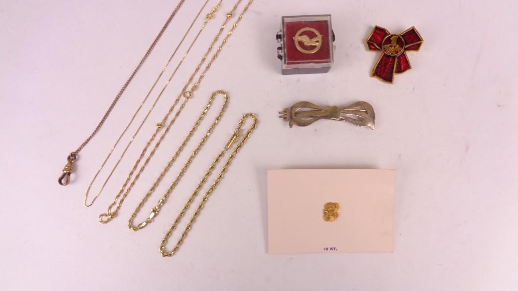 Lot of Assorted Mixed Karat Gold Chains & Brooches (1 of 4)