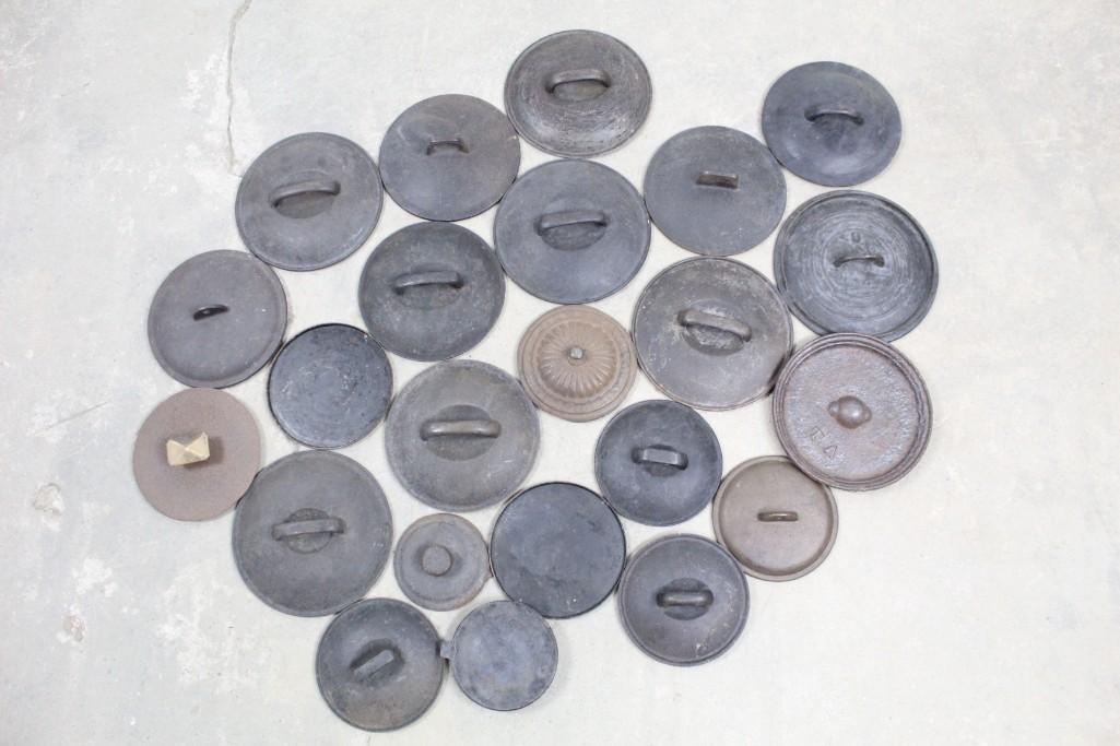 Lot of Antique Cast Iron Lids for Cast Iron Pots Pans (1 of 9)
