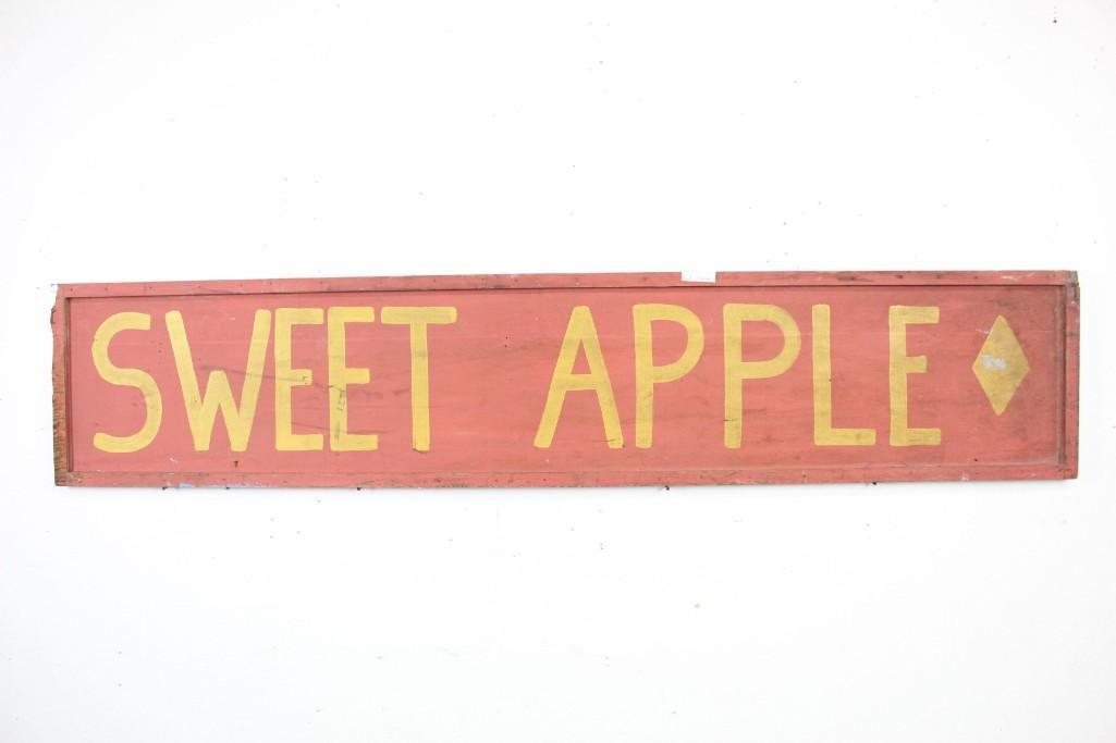 Wooden Hand Painted Red & Yellow "Sweet Apple" Sign (1 of 7)