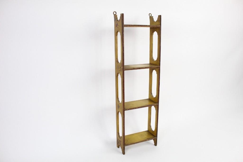 Yellow & Red Painted Wooden Flora & Fauna 4 Tier Shelf (1 of 10)