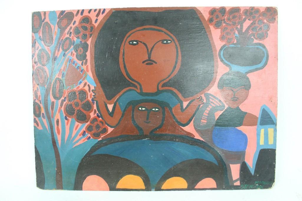 Stevenson Magliore Haitian Folk Art Painting of People (1 of 8)