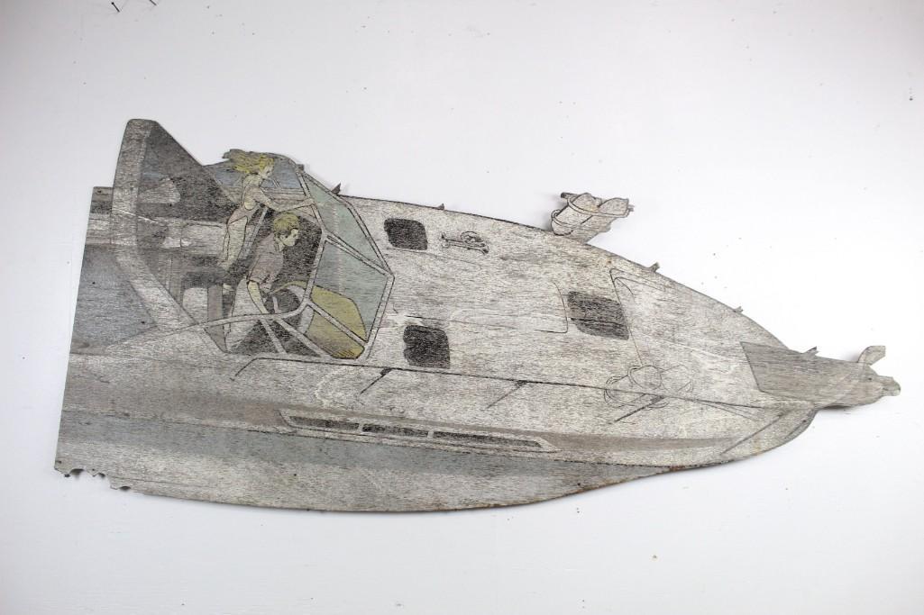 Antique Wooden Speed Boat Sign from the Rondout (1 of 7)