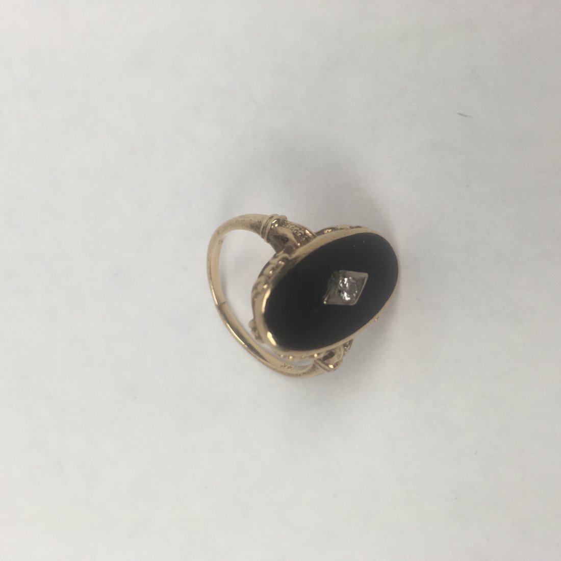 14K Gold Ring, Black Onyx with Diamond, 3.1 DWT (1 of 3)