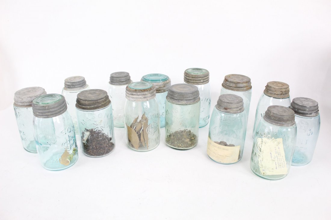 Collection of 14 Antique Mason Jars,1858,Each Different (1 of 8)
