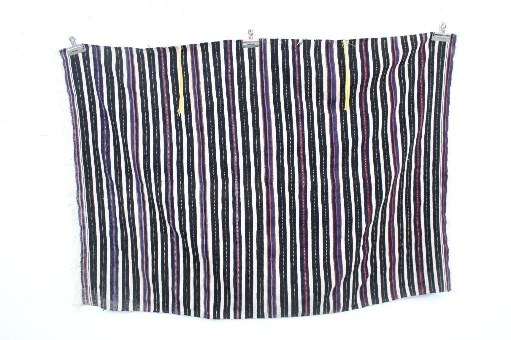 Woven Colorful Striped Rug,Tapestry,Throw,Textile: Woven Colorful Striped Rug,Tapestry,Throw,Textile. Striped textile with black, white, blue and red stripes. This textile is very versatile and could be used as a throw rug or to cover the back of a co