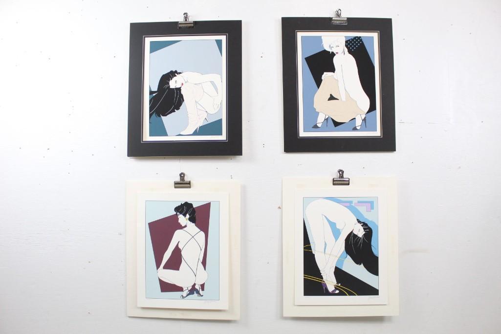 Lot of 4 Patrick Nagel Prints of Women, Signed: Lot of 4 Patrick Nagel Prints, Women, Signed, Art. Patrick Nagel (1945-1984) was known as the Playboy Art Icon. This set of 4 unframed, signed and numbered (423/1250) prints are the perfect addition f
