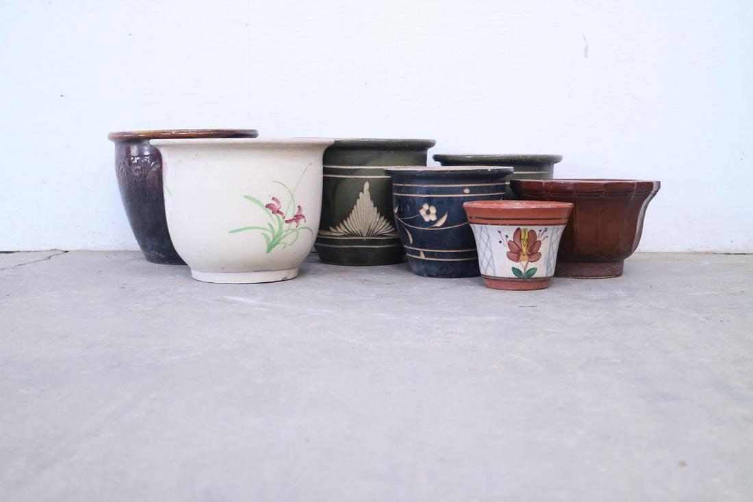 7 Glazed Ceramic Pots Garden Floral Planters, Pottery (1 of 5)