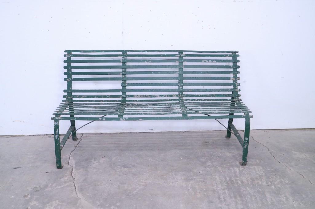 Slatted Metal Railroad Station Bench,Industrial 1of2 (1 of 5)