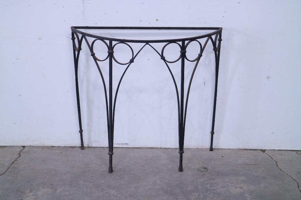 Art Deco Wrought Iron Demilune Outdoor Garden Table (1 of 5)