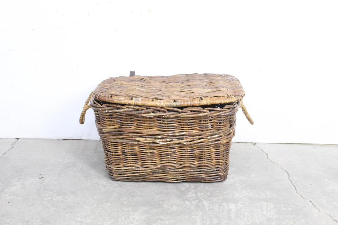 Large Wicker Basket Hamper Trunk w/ Rope Handles,Rattan (1 of 5)