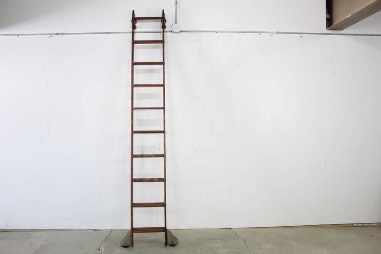 9 Ft Rolling Library Ladder W/ Wheels,industrial