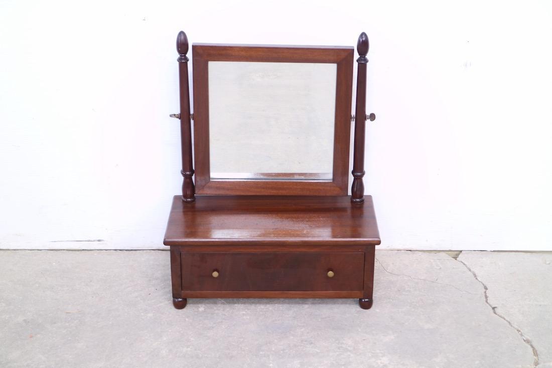 Antique Mahogany Wood Shaving Mirror Vanity Stand (1 of 5)