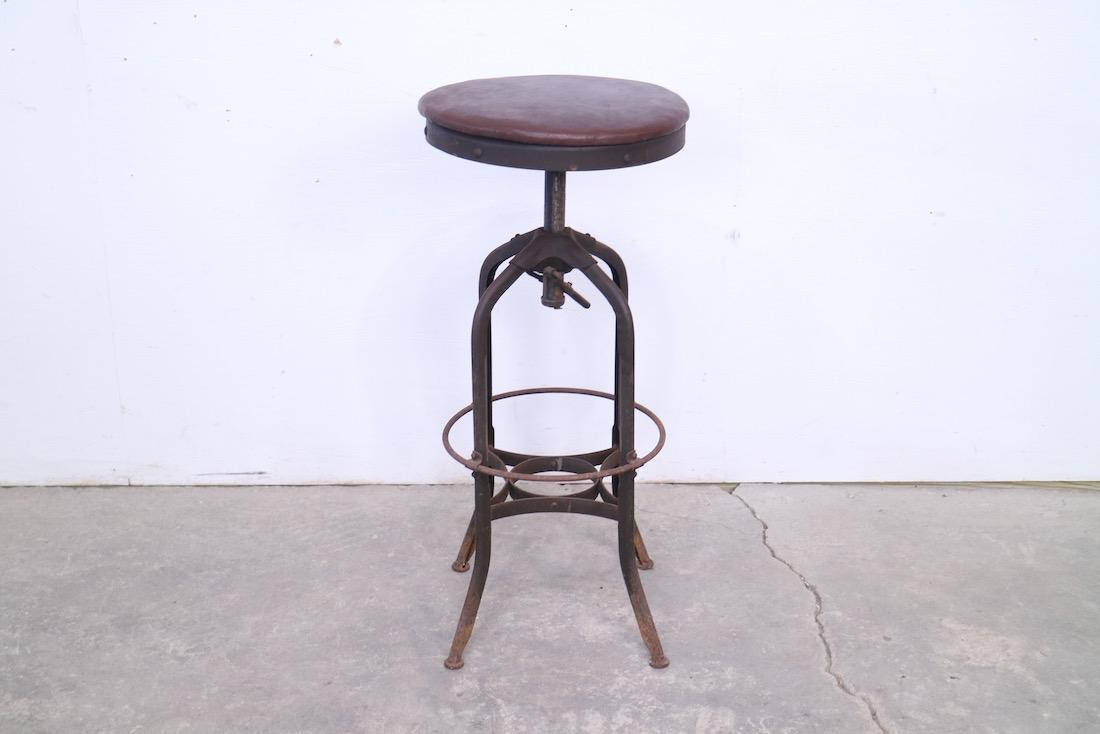Toledo Leather and Metal Industrial Work Shop Stool (1 of 4)